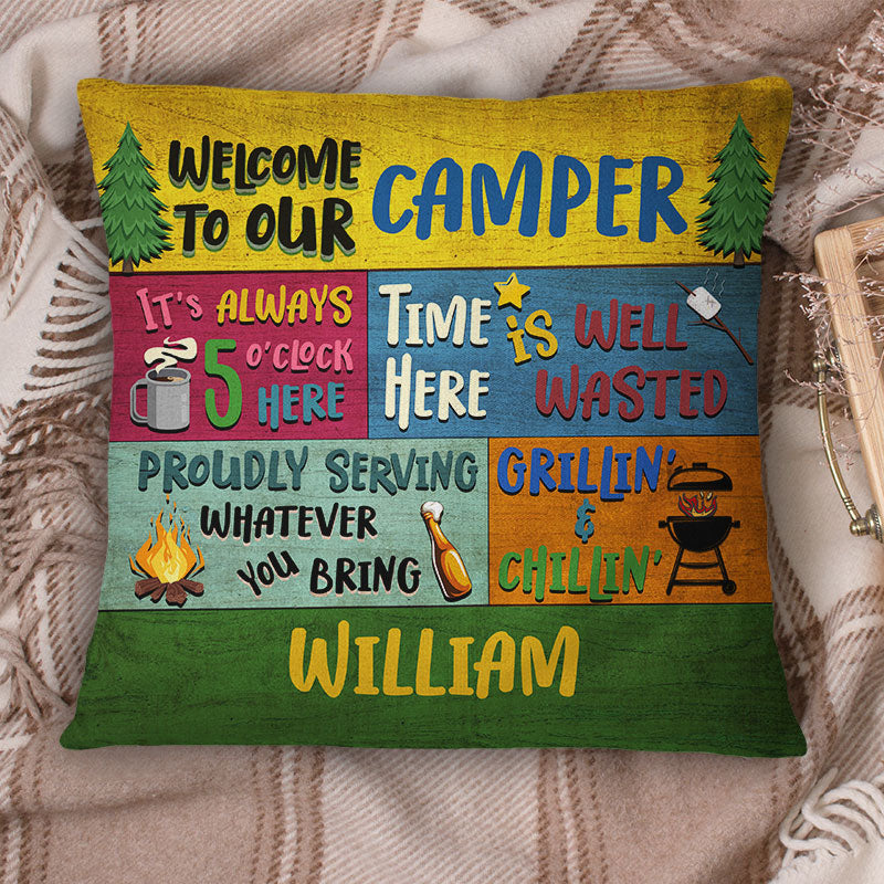 Personalized Camping Proudly Serving Custom Pillow, Camping Gift