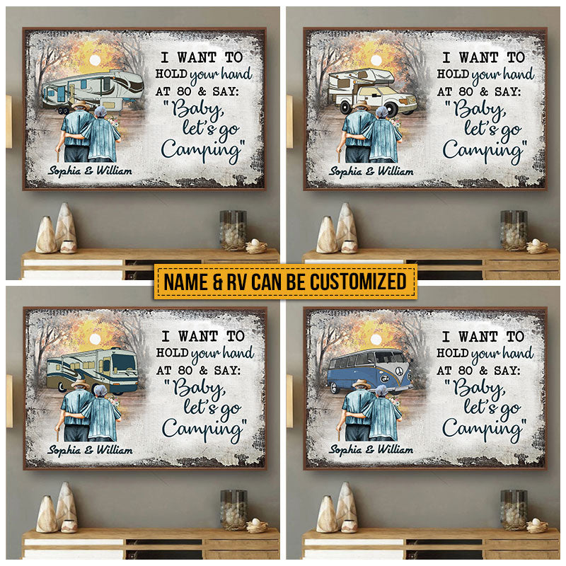 Personalized Camping RV Old Couple Hold Your Hand Custom Poster