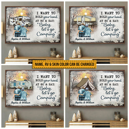 Personalized Camping RV Old Couple Hold Your Hand Skin Custom Poster