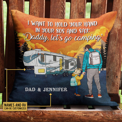 Personalized Camping Retro Dad Hold Hand Custom Pillow