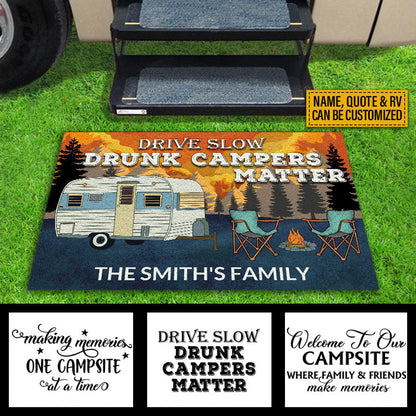 Personalized Camping Retro Making Memories Custom RV Quotes Customized Doormat