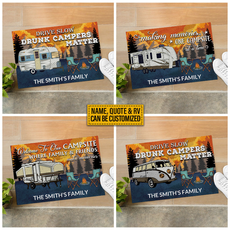 Personalized Camping Retro Making Memories Custom RV Quotes Customized Doormat