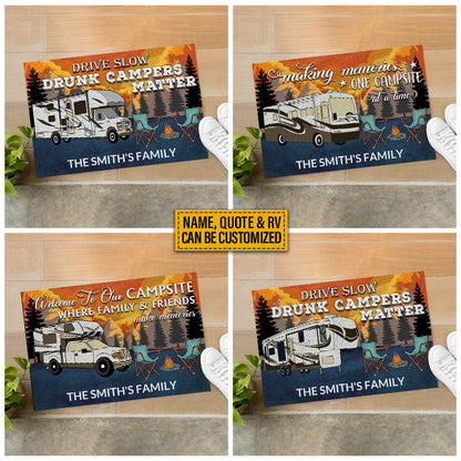 Personalized Camping Retro Making Memories Custom RV Quotes Customized Doormat