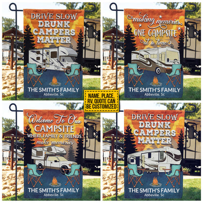 Personalized Camping Retro Making Memories Custom RV Quotes Customized Flag