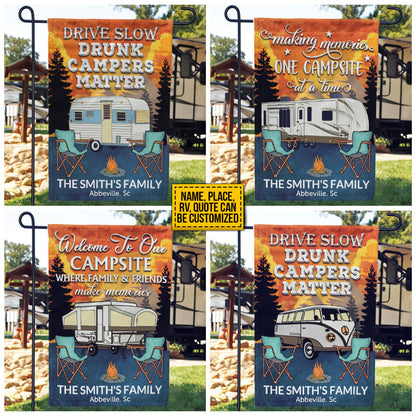 Personalized Camping Retro Making Memories Custom RV Quotes Customized Flag