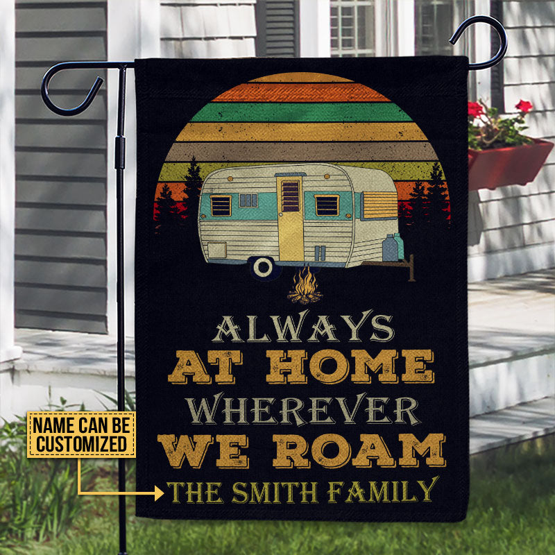 Personalized Camping Retro Sun Always At Home Customized Flag