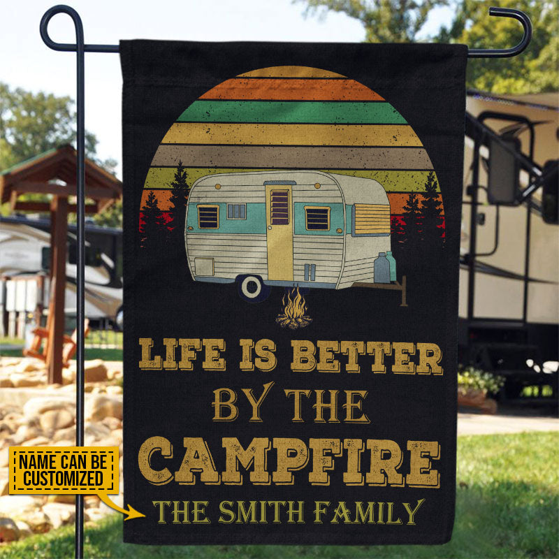 Personalized Camping Retro Sun Life Is Better Customized Flag