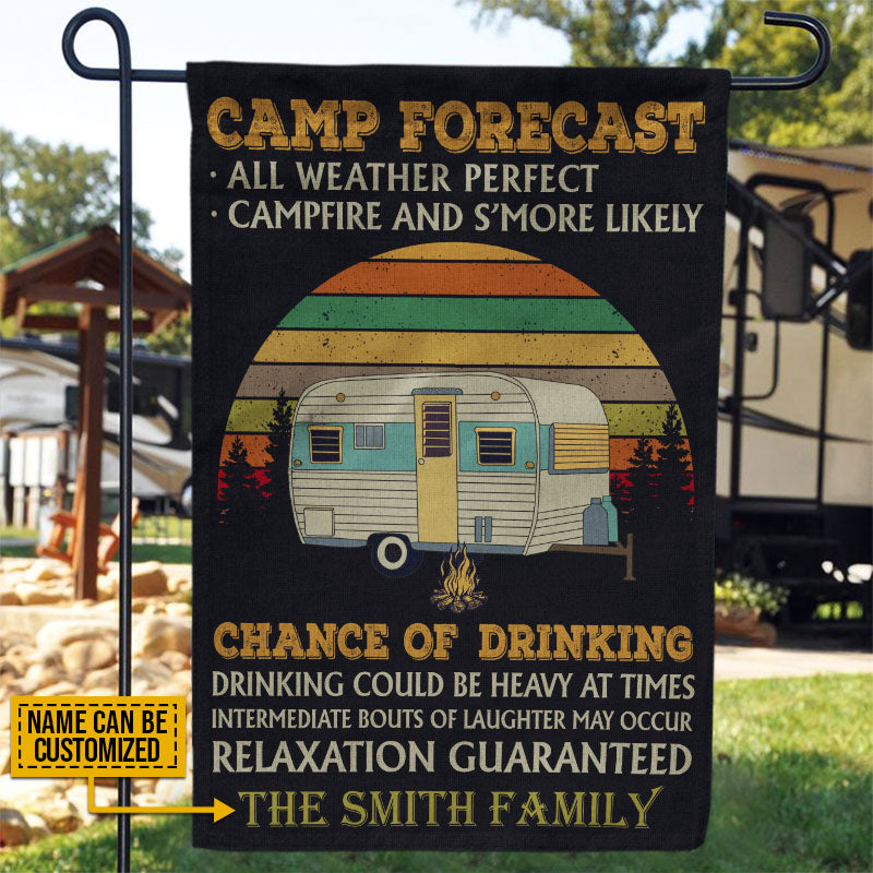 Personalized Camping Retro Sun Weekend Forecast Customized Flag