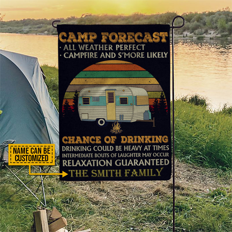 Personalized Camping Retro Sun Weekend Forecast Customized Flag