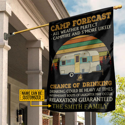 Personalized Camping Retro Sun Weekend Forecast Customized Flag