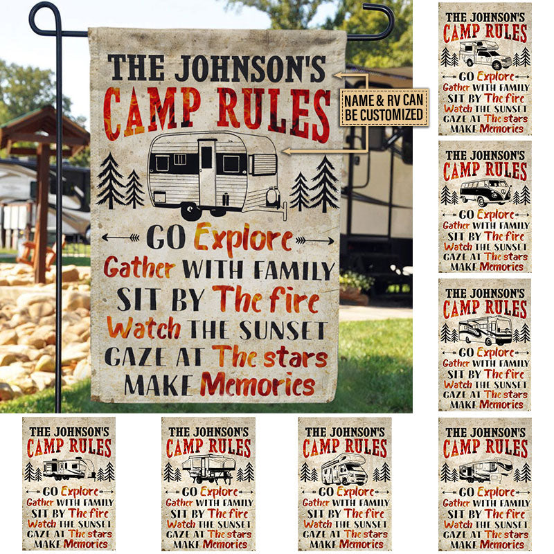 Personalized Camping Rules Custom Flag