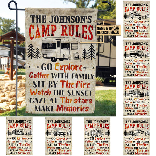 Personalized Camping Rules Custom Flag