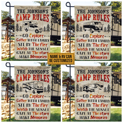 Personalized Camping Rules Custom Flag