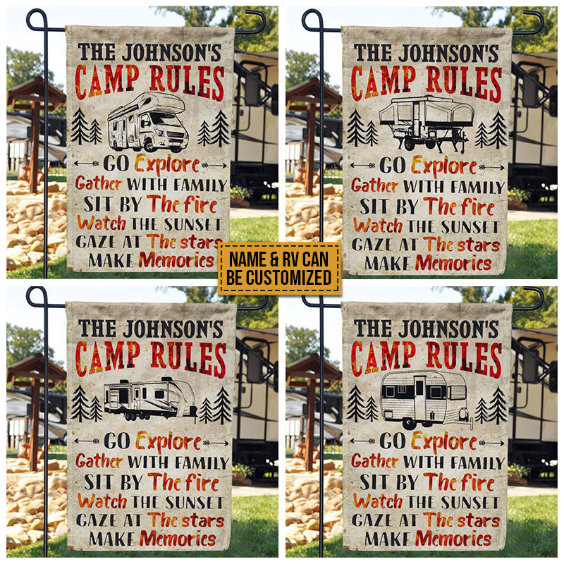 Personalized Camping Rules Custom Flag