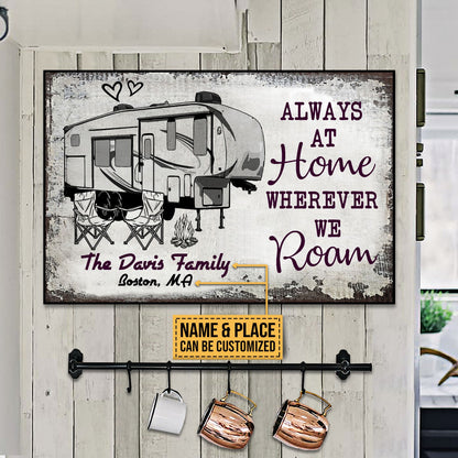 Personalized Camping Sketch 5th Wheel Always At Home Customized Poster