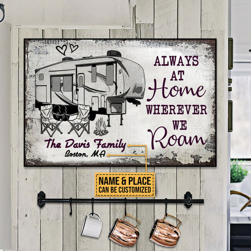 Personalized Camping Sketch 5th Wheel Always At Home Customized Poster