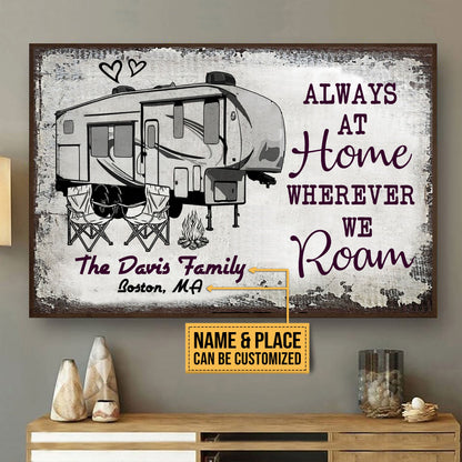 Personalized Camping Sketch 5th Wheel Always At Home Customized Poster
