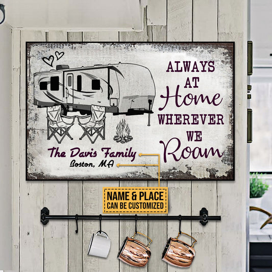 Personalized Camping Sketch Travel Trailer Always At Home Customized Poster