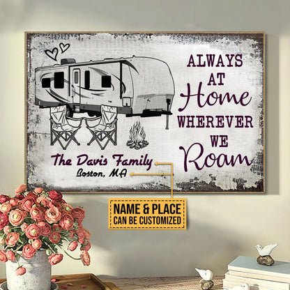 Personalized Camping Sketch Travel Trailer Always At Home Customized Poster