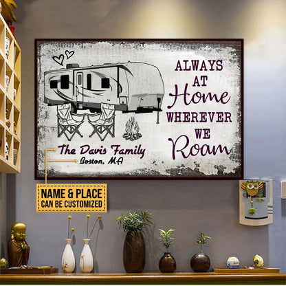 Personalized Camping Sketch Travel Trailer Always At Home Customized Poster