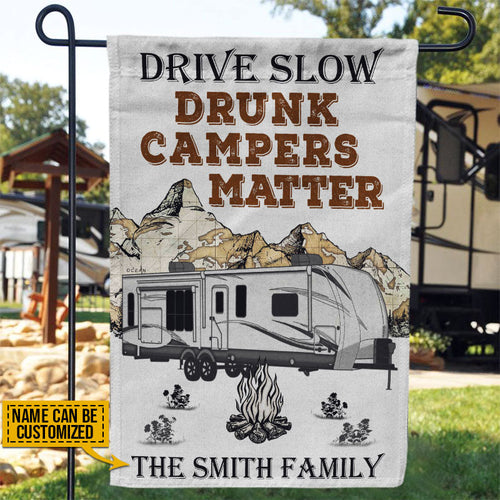 Personalized Camping Travel Trailer Drunk Camper Customized Flag
