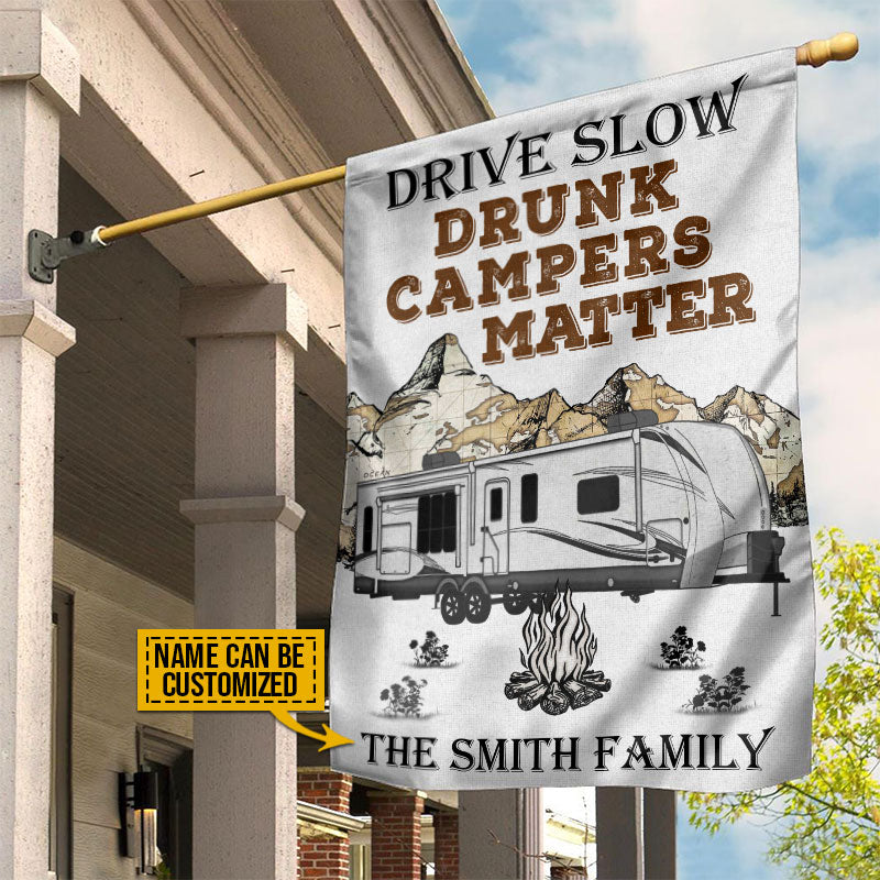 Personalized Camping Travel Trailer Drunk Camper Customized Flag