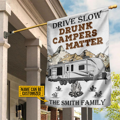 Personalized Camping Travel Trailer Drunk Camper Customized Flag