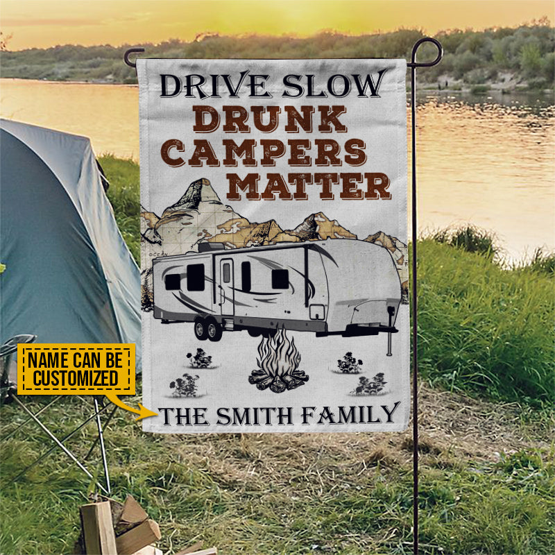 Personalized Camping Travel Trailer Drunk Camper Customized Flag
