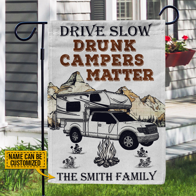 Personalized Camping Truck Camper Drunk Matter Customized Flag