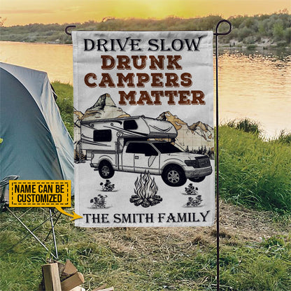 Personalized Camping Truck Camper Drunk Matter Customized Flag