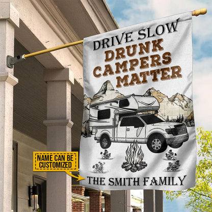 Personalized Camping Truck Camper Drunk Matter Customized Flag