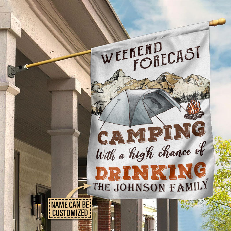 Personalized Camping Weekend Forecast Customized Flag