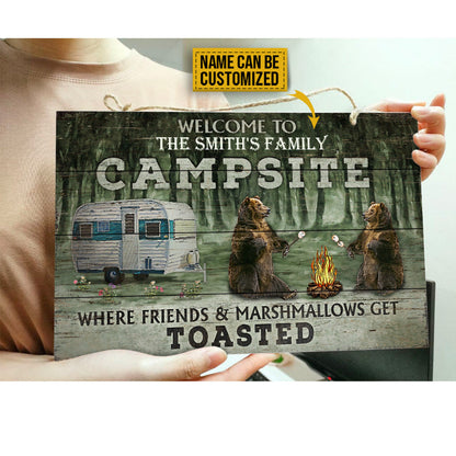 Personalized Camping Welcome To Campfire Customized Wood Rectangle Sign