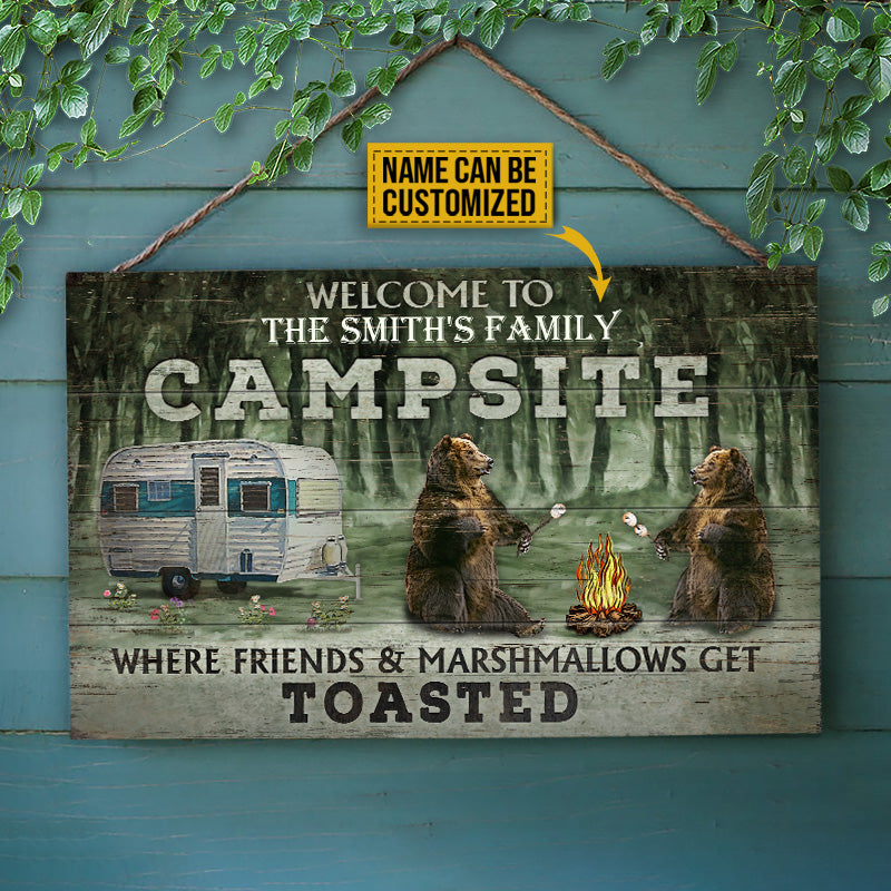 Personalized Camping Welcome To Campfire Customized Wood Rectangle Sign