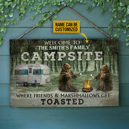Personalized Camping Welcome To Campfire Customized Wood Rectangle Sign