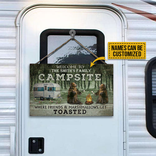 Personalized Camping Welcome To Campfire Customized Wood Rectangle Sign