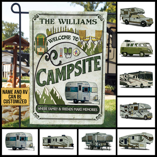 Personalized Camping Welcome To Campsite Custom Flag