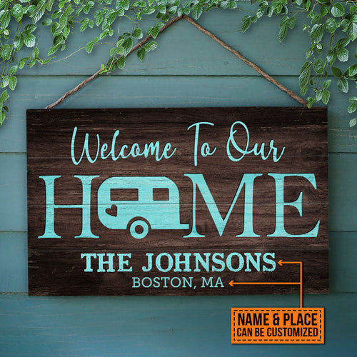 Personalized Camping Welcome To Our Home Customized Wood Rectangle Sign