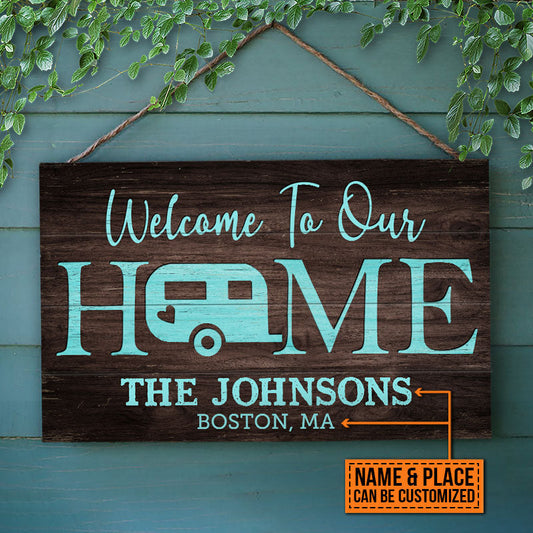 Personalized Camping Welcome To Our Home Customized Wood Rectangle Sign