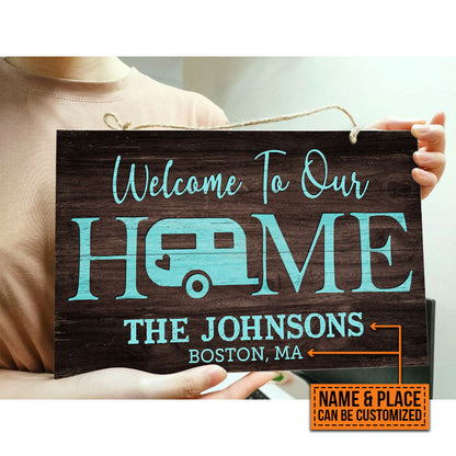Personalized Camping Welcome To Our Home Customized Wood Rectangle Sign