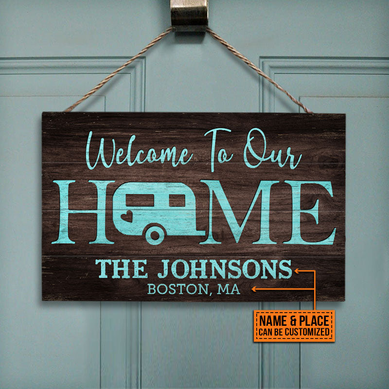Personalized Camping Welcome To Our Home Customized Wood Rectangle Sign