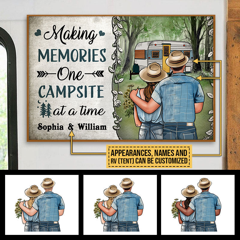 Personalized Camping Young Couple Making Memories Custom Poster