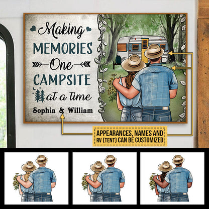 Personalized Camping Young Couple Making Memories Custom Poster