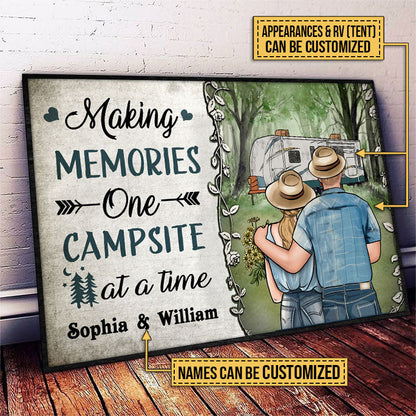 Personalized Camping Young Couple Making Memories Custom Poster