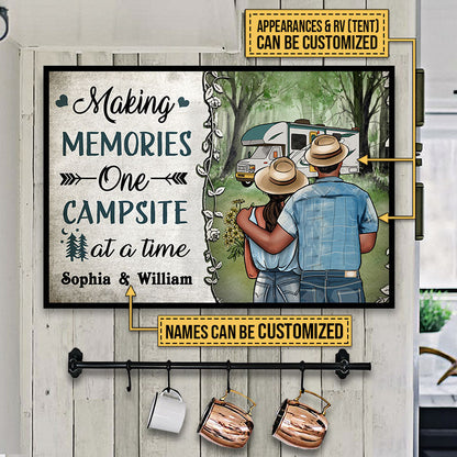 Personalized Camping Young Couple Making Memories Custom Poster