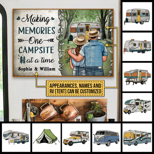 Personalized Camping Young Couple Making Memories Custom Poster