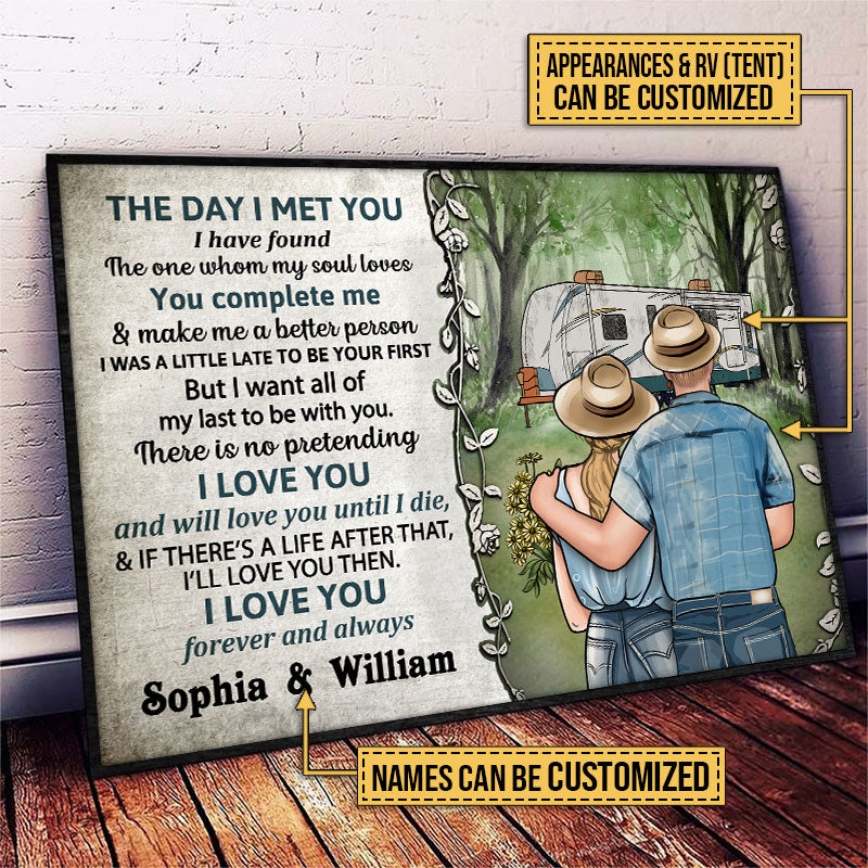Personalized Camping Young Couple The Day Custom Poster