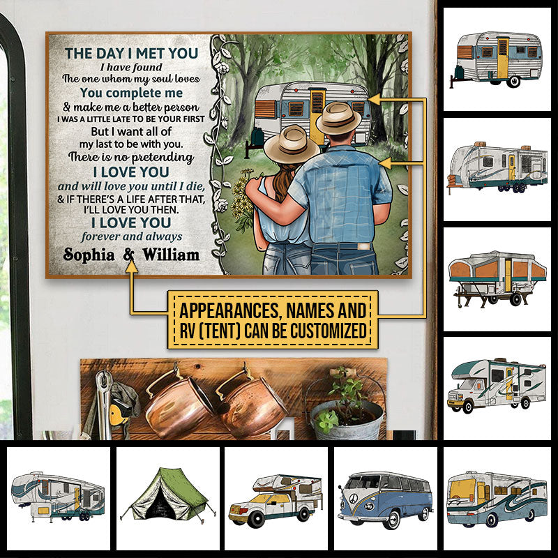 Personalized Camping Young Couple The Day Custom Poster