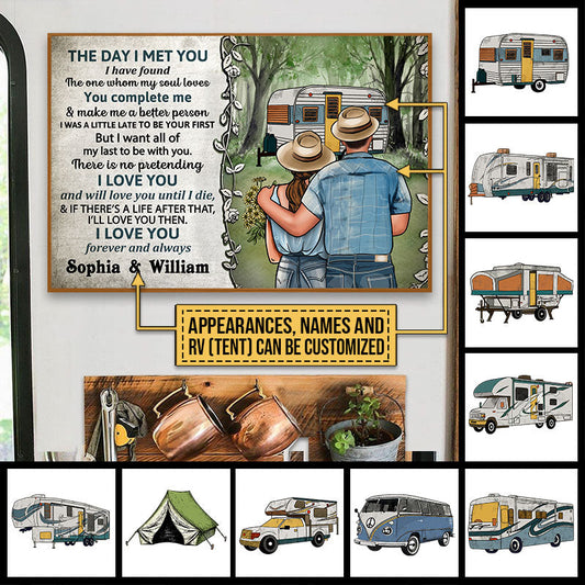 Personalized Camping Young Couple The Day Custom Poster