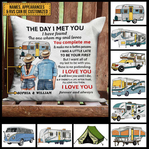Personalized Camping Young Couple The Day Customized Pillow